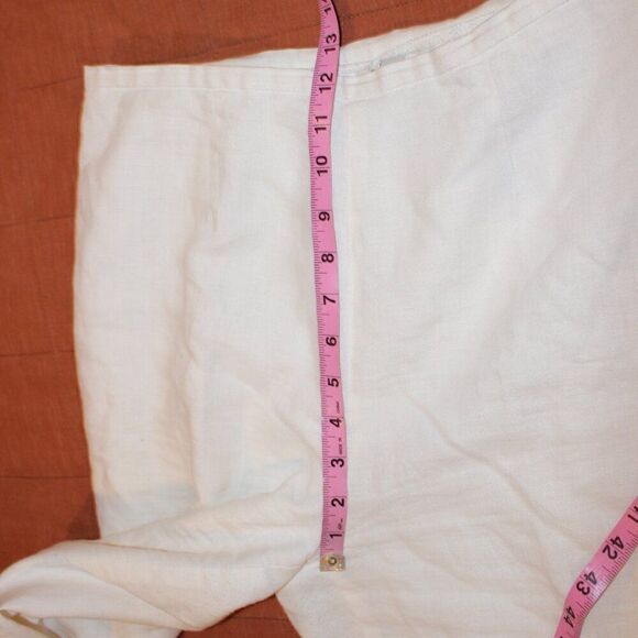 Sandro Vintage White Linen High Rise Straight Leg Trousers Pants Women's Size 12 - Picture 13 of 15